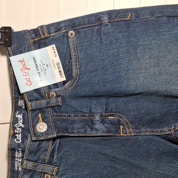 Cat and Jack Girls High-Rise Pull-on ankle straight  jeans size 10 - Picture 3 of 4